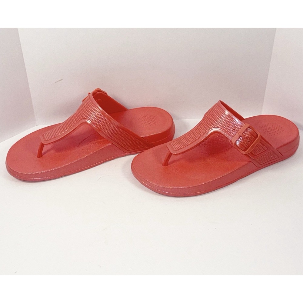 Fitflop Iqushion Buckle Thong Sandal Flip Flop Metallic Coral Beach Casual Sz 6 - Picture 11 of 12